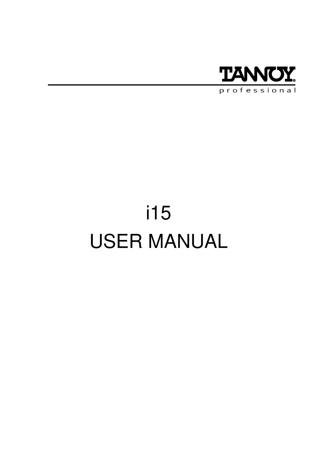 Tannoy I15 user manual 