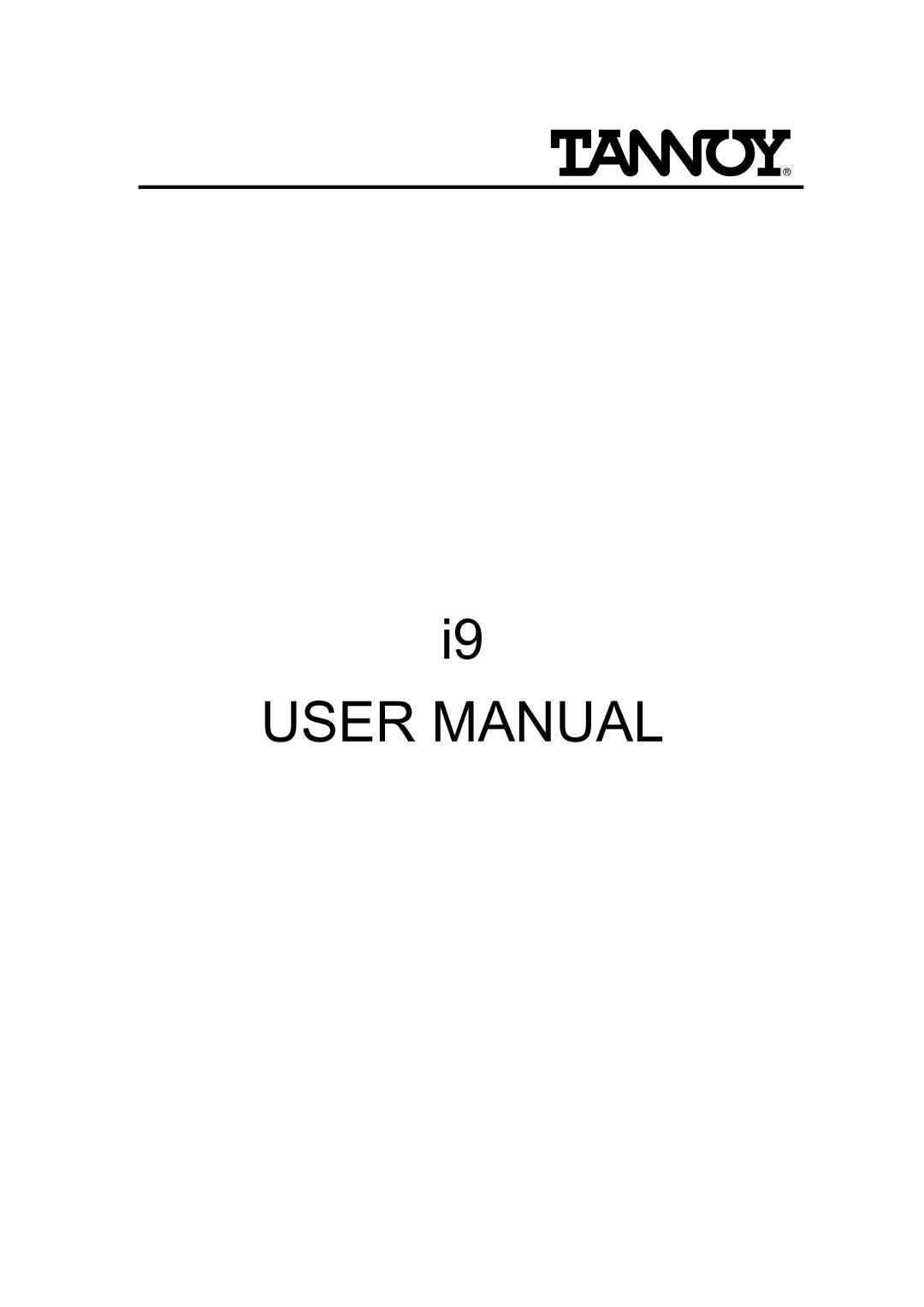 Tannoy I9 user manual 