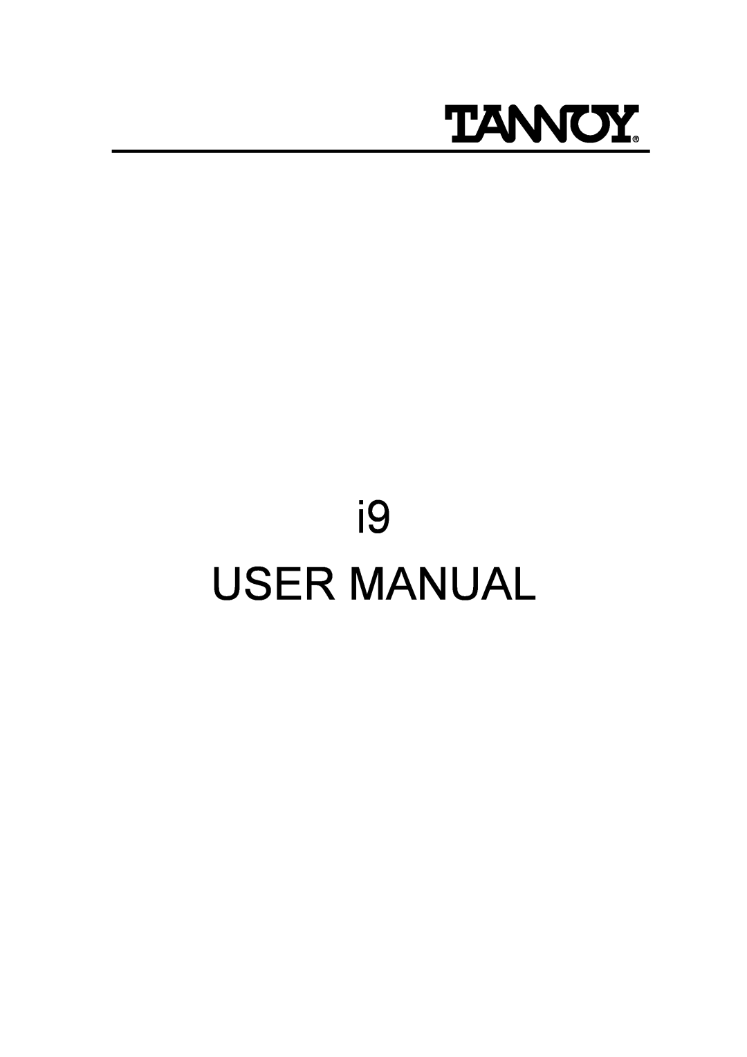 Tannoy I9 user manual 