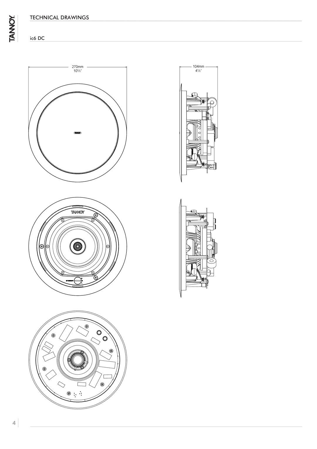 Tannoy ic6 DC owner manual Technical Drawings 