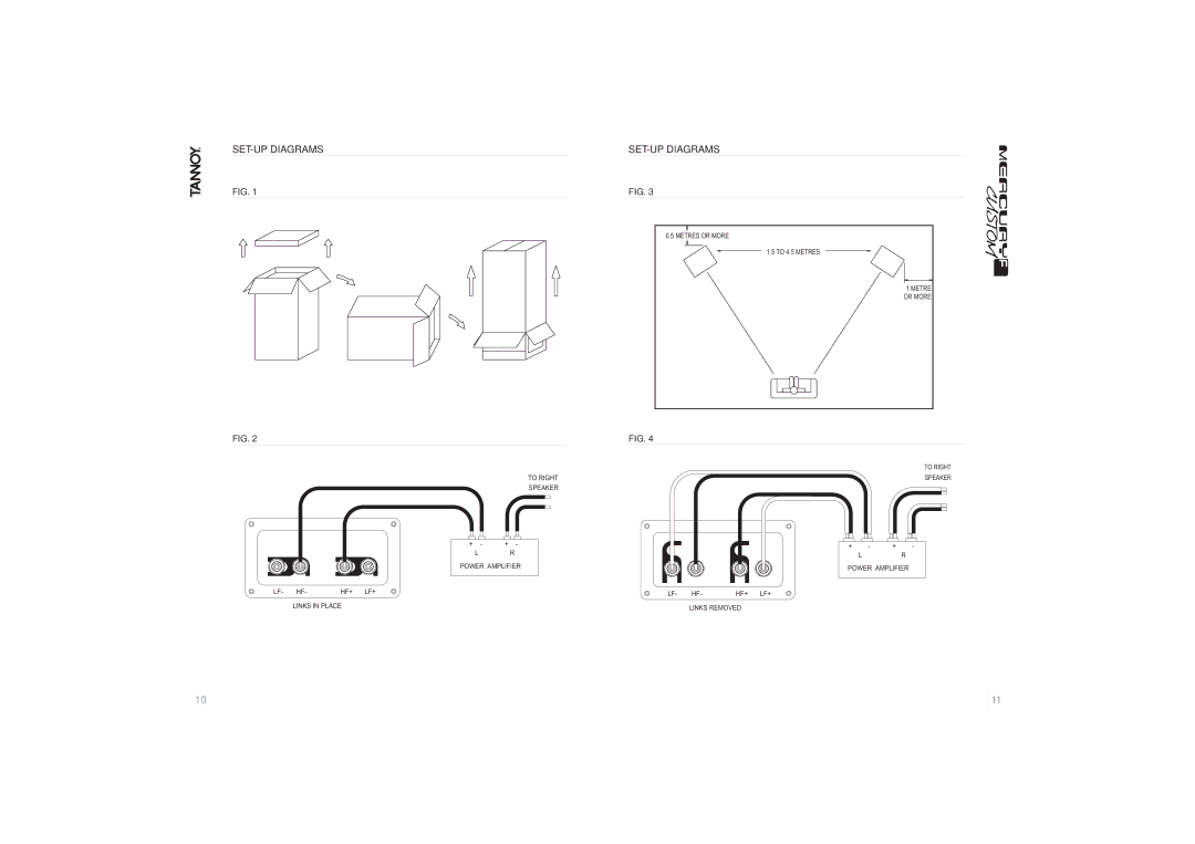 Tannoy Mercury F Custom owner manual SET-UP Diagrams 