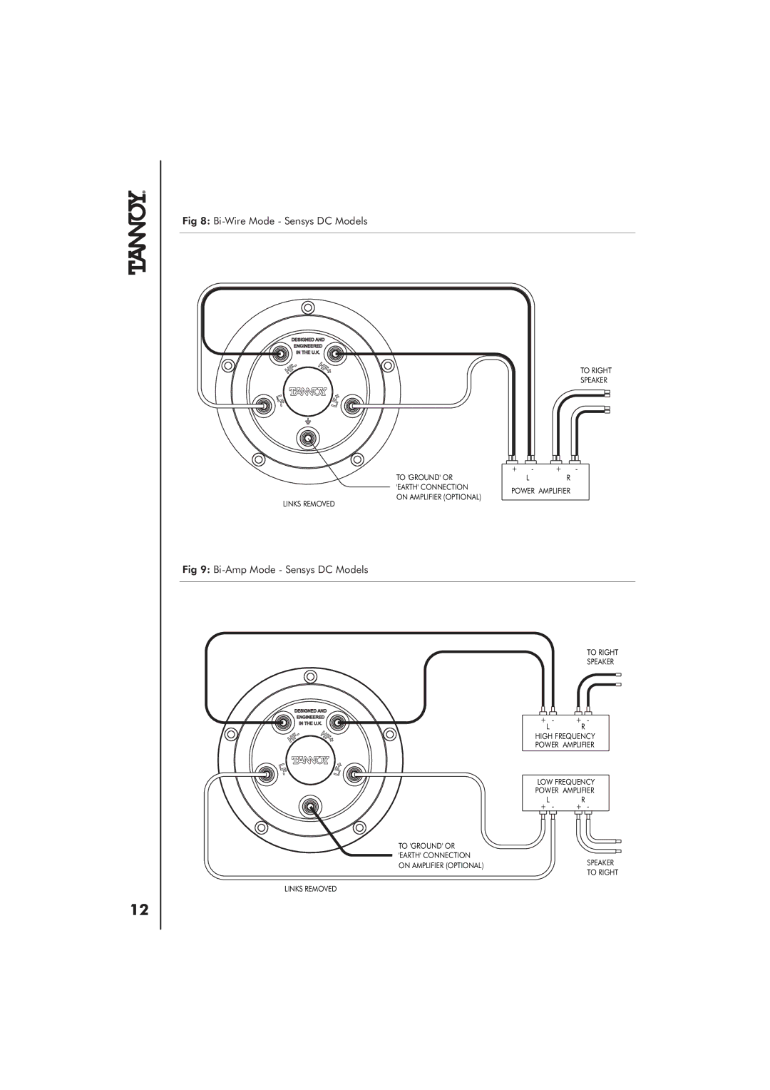 Tannoy R owner manual Bi-Wire Mode Sensys DC Models 