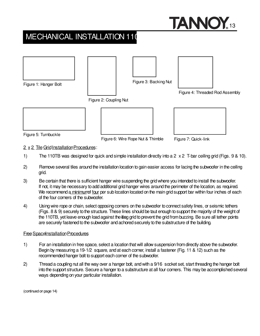 Tannoy SUBWOOFERS manual ’ x 2’ Tile Grid Installation Procedures 