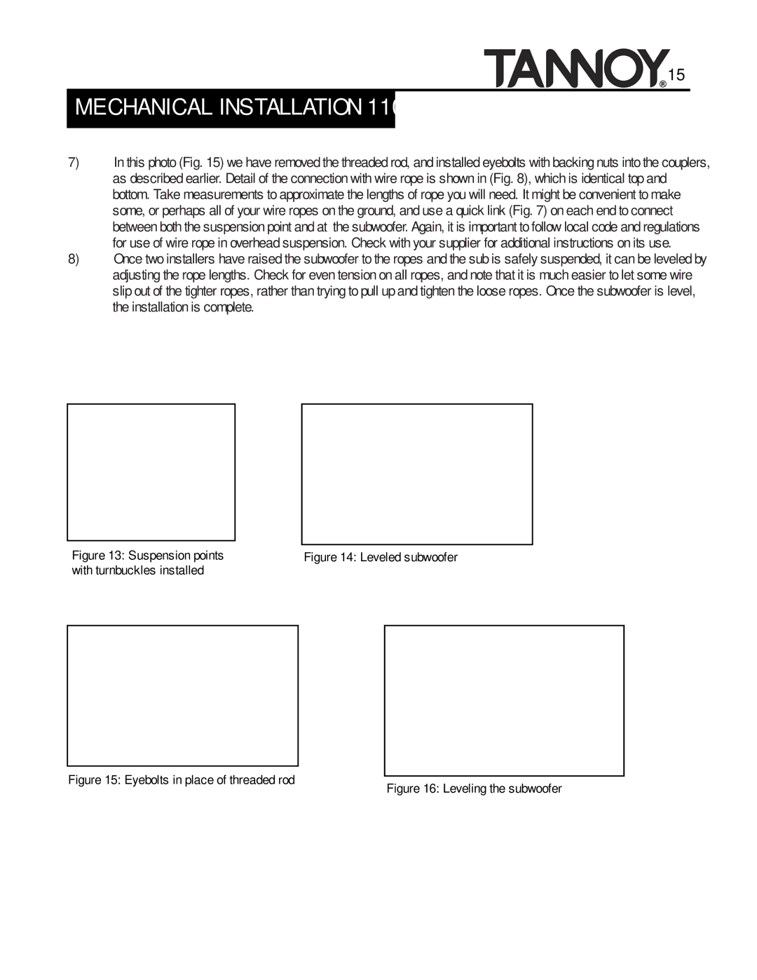 Tannoy SUBWOOFERS manual Suspension points 