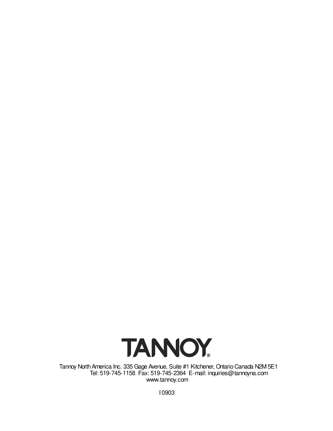 Tannoy SUBWOOFERS manual 0903 