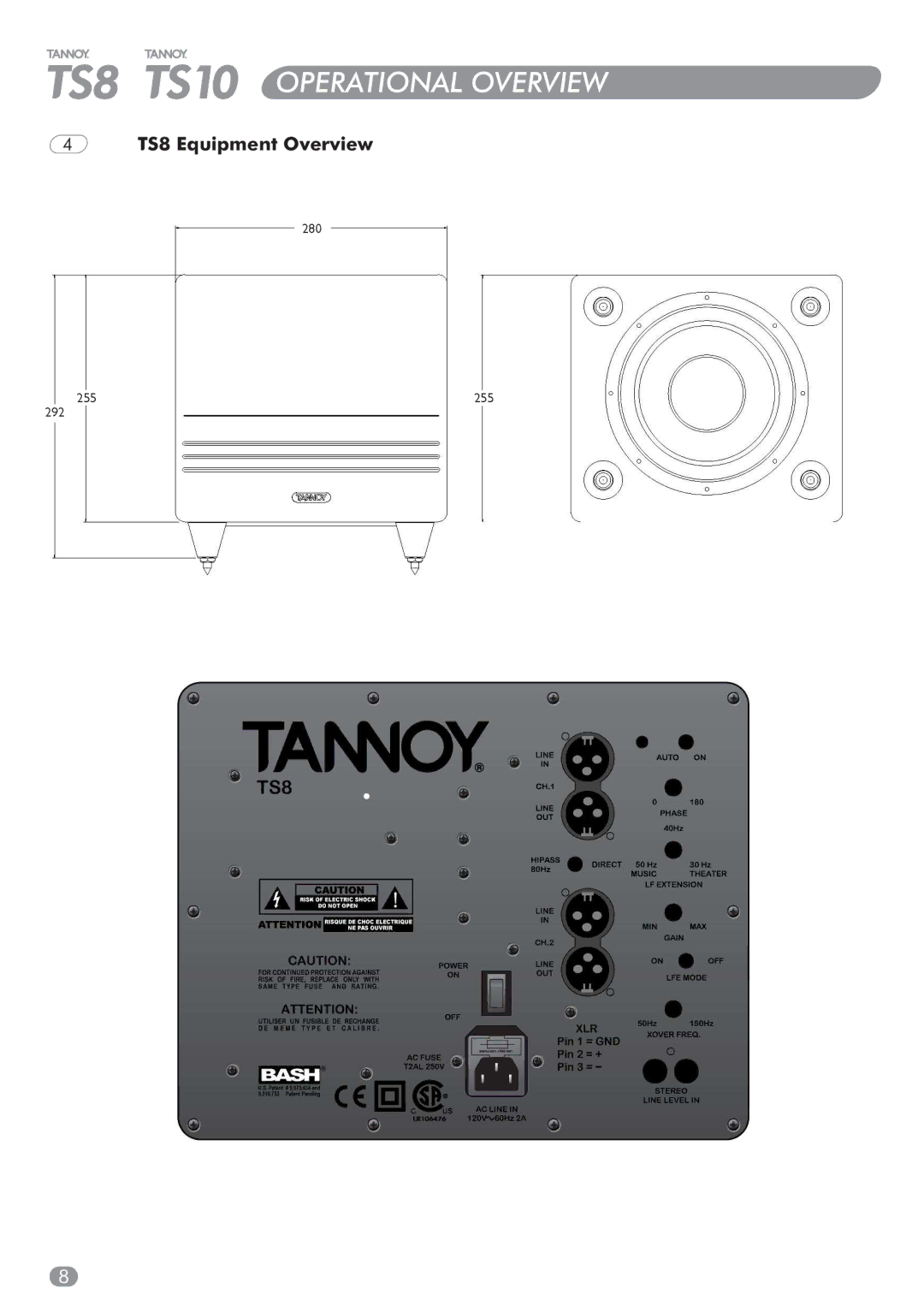 Tannoy TS10 manual TS8 Equipment Overview 