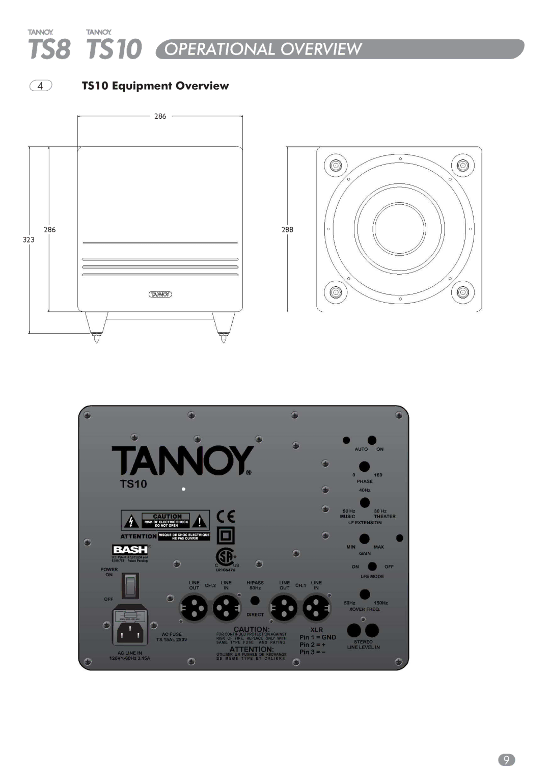 Tannoy TS8 manual TS10 Equipment Overview 