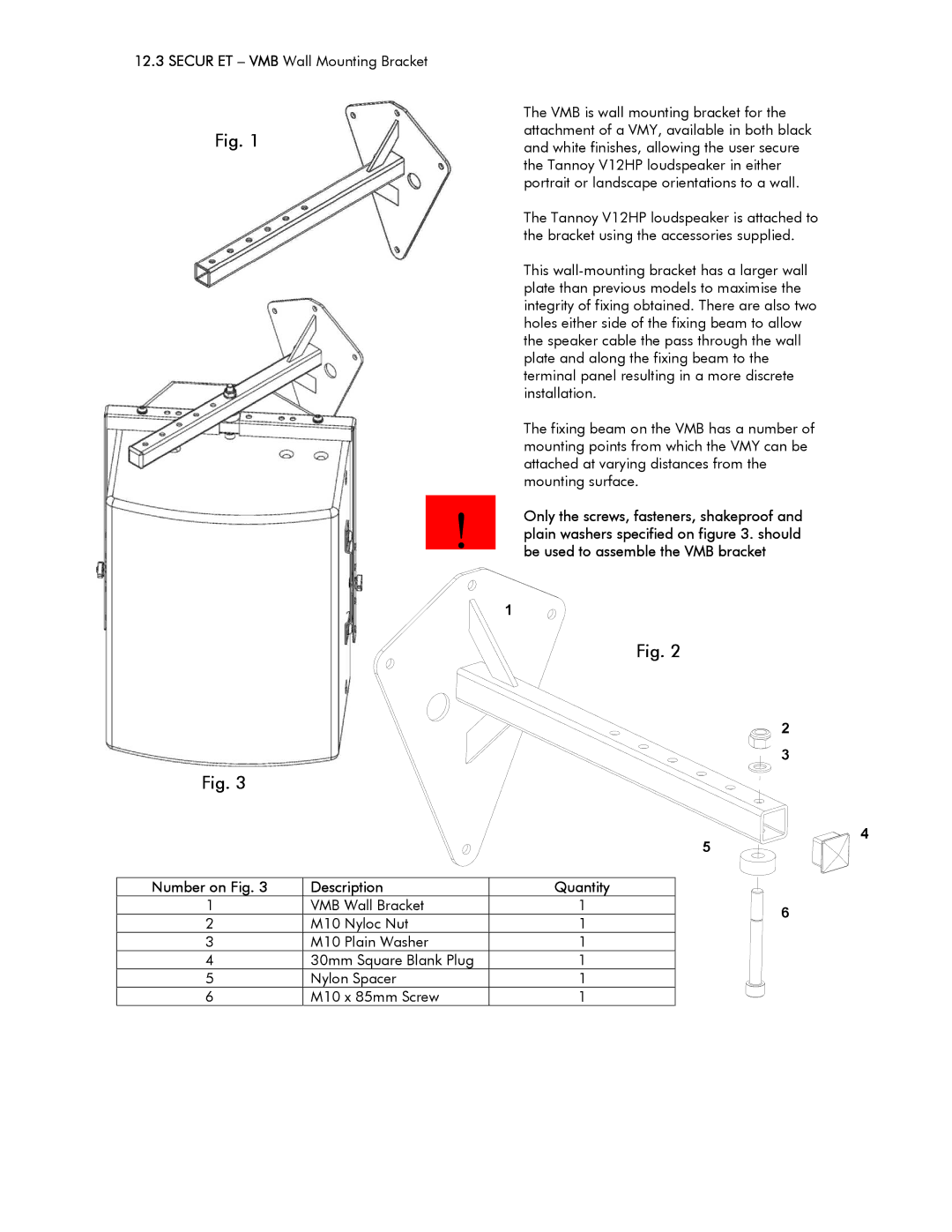 Tannoy V12 HP user manual Number on Fig 