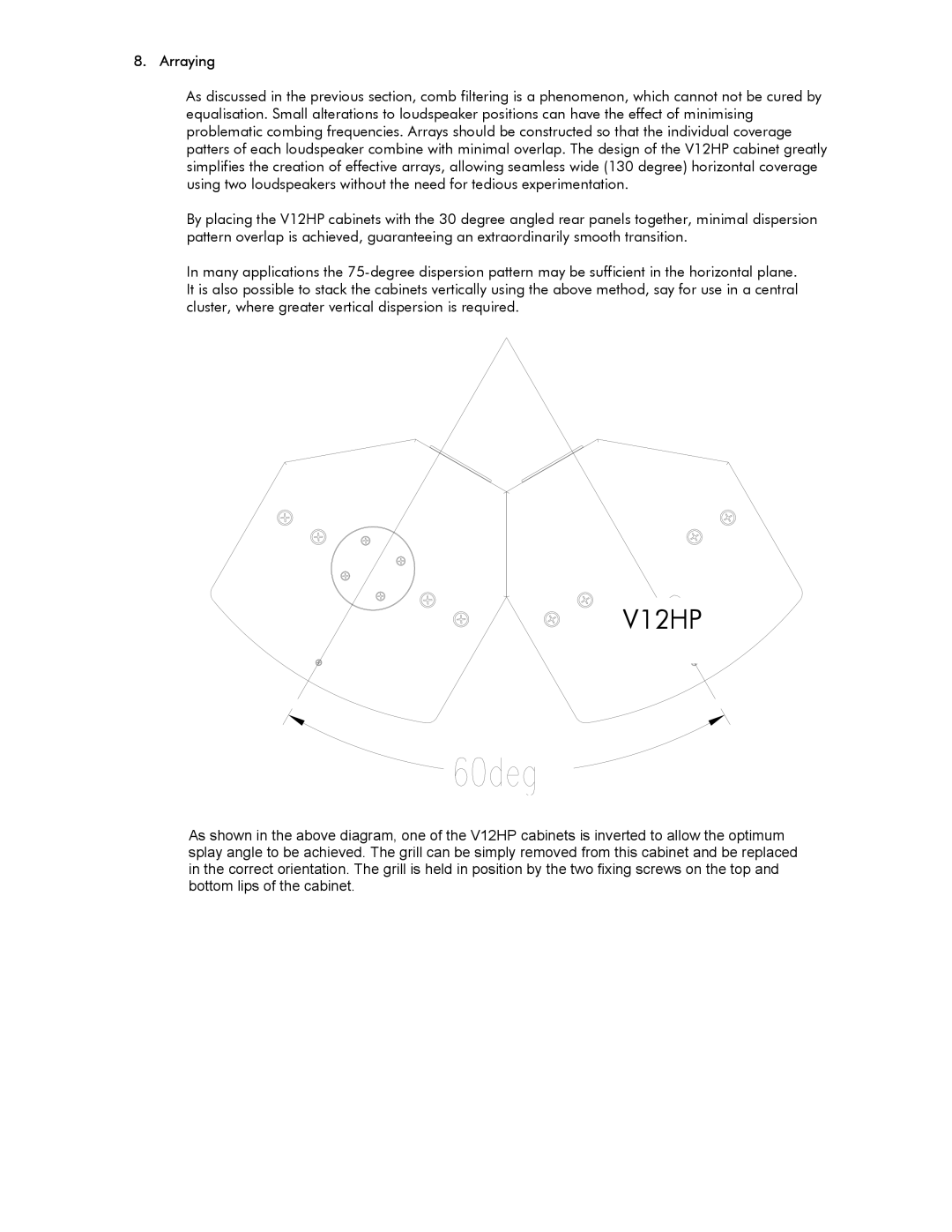 Tannoy V12 HP user manual V12HP, Arraying 