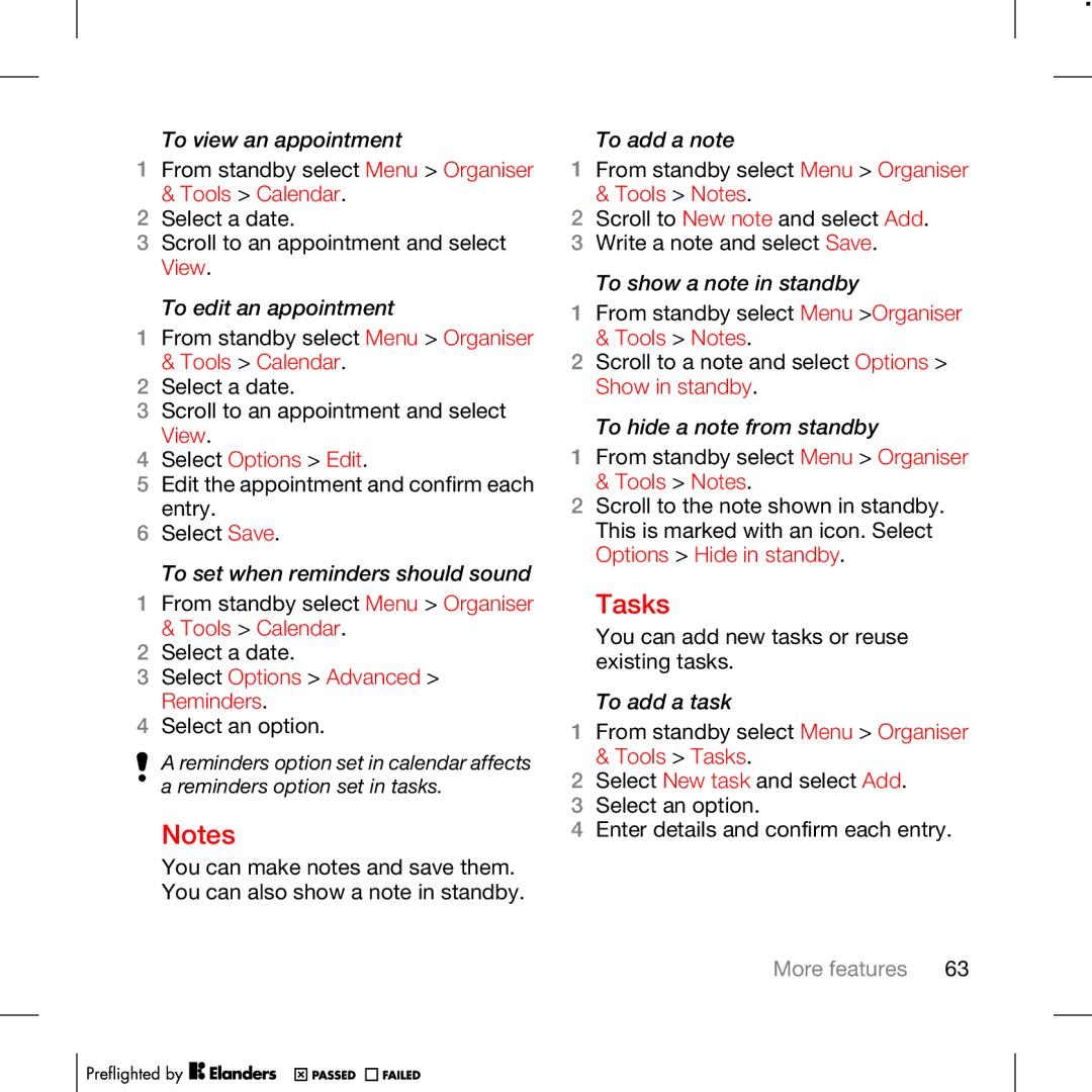 Tannoy W715 manual Tasks 