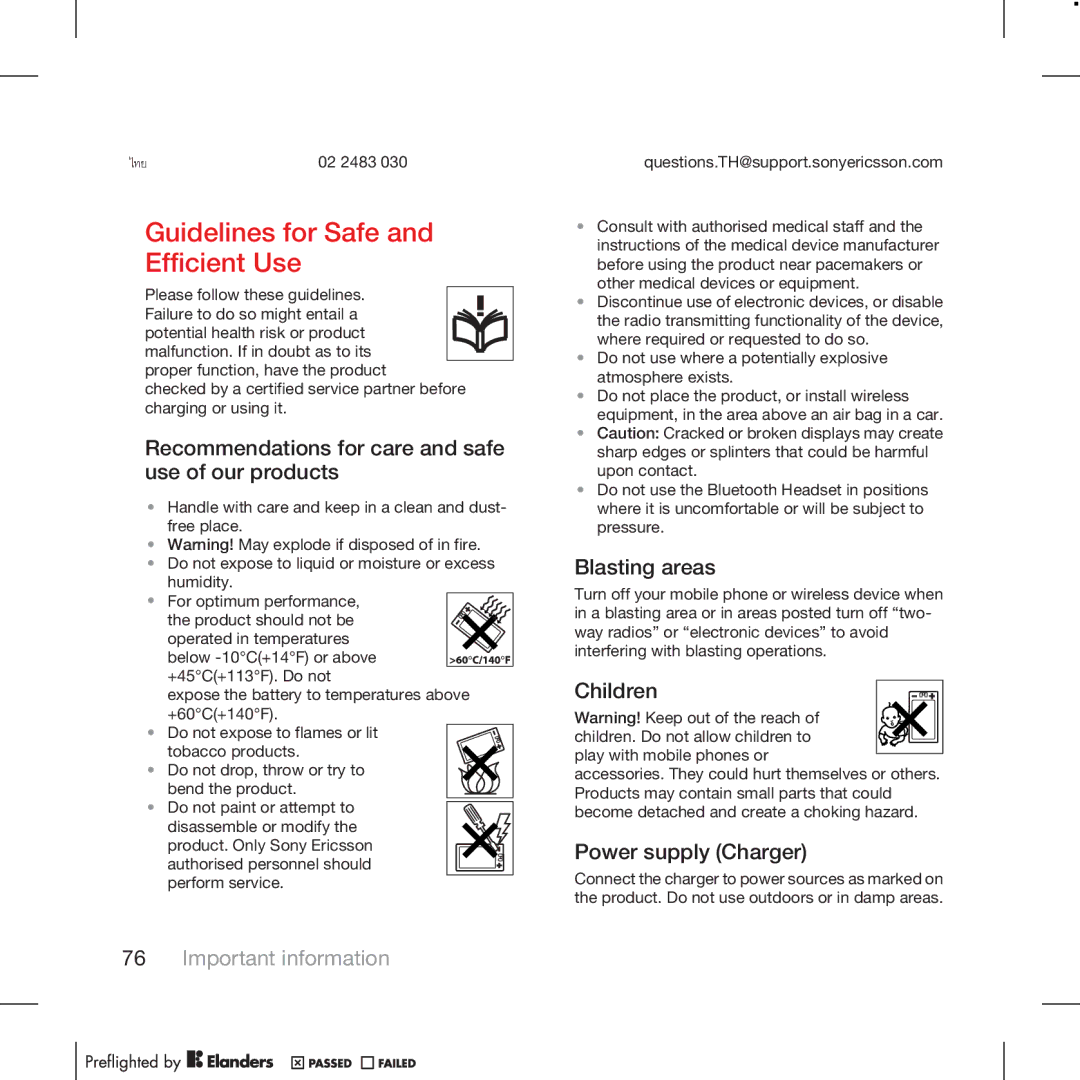 Tannoy W715 Guidelines for Safe and Efficient Use, Recommendations for care and safe use of our products, Blasting areas 