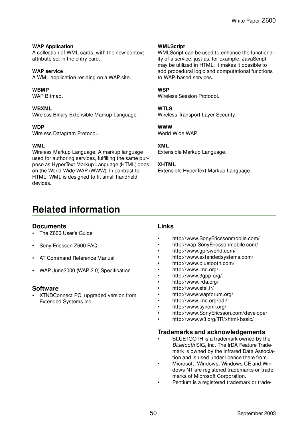 Tannoy Z600 manual Related information, Documents Links, Software, Trademarks and acknowledgements 