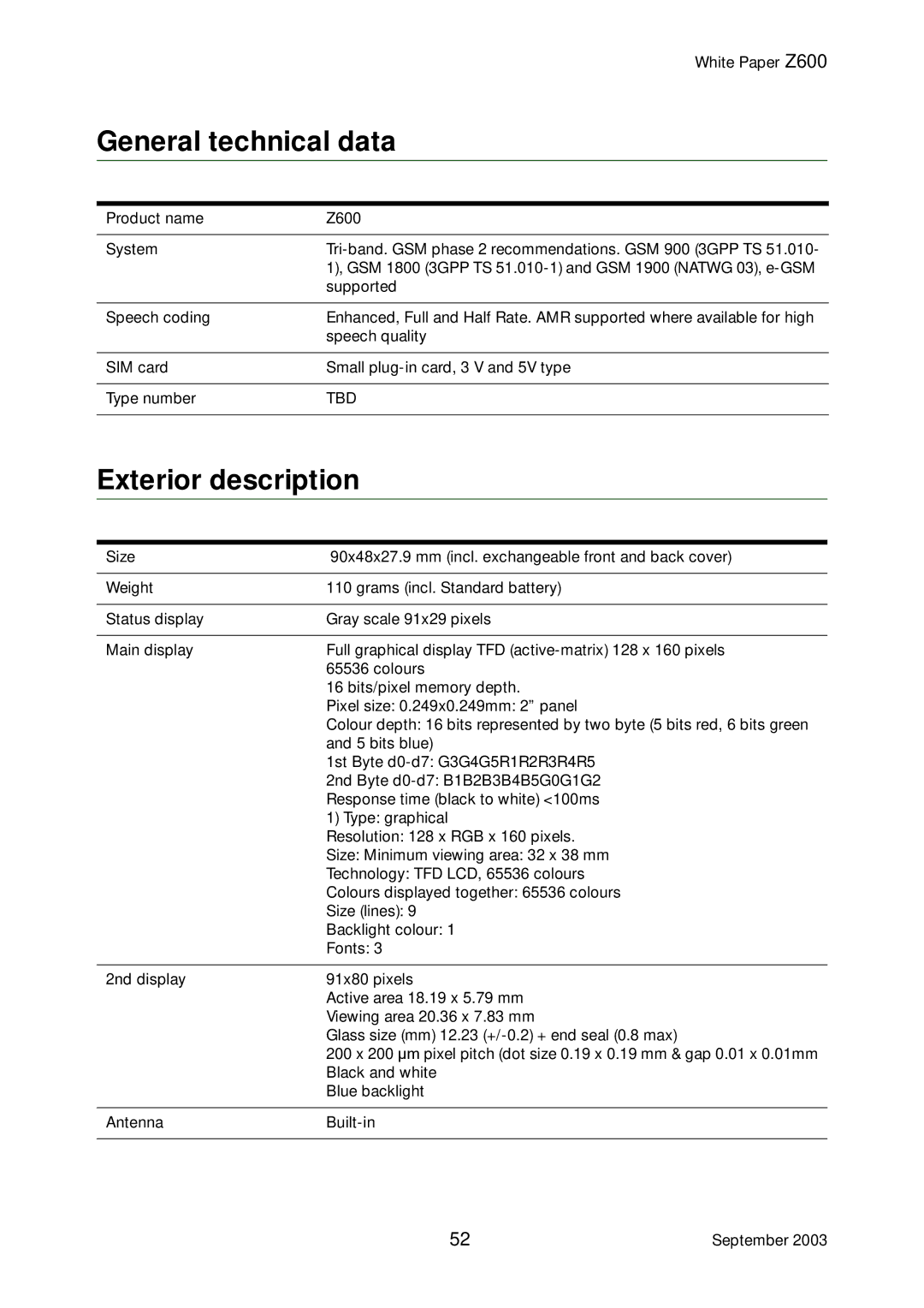 Tannoy Z600 manual General technical data, Exterior description 