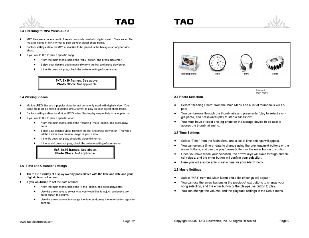 TAO 89369, 83003, 89360, 90010, 83000, 90000 manual Listening to MP3 Music/Audio, Music Settings 