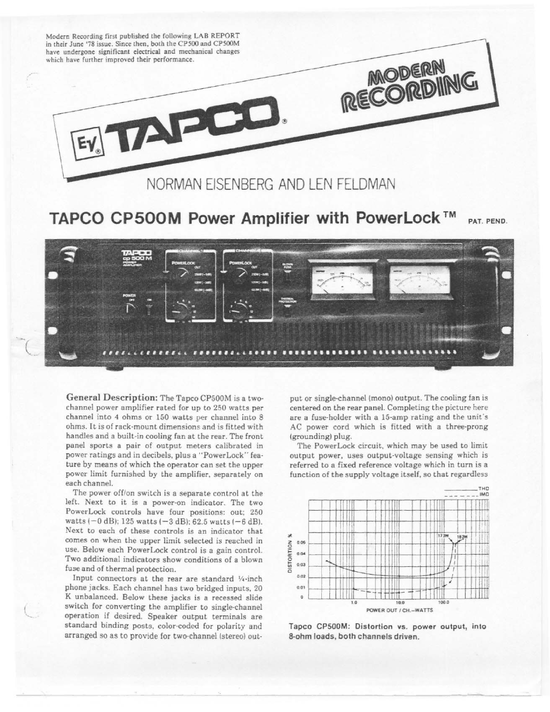 Tapco CP500M manual 