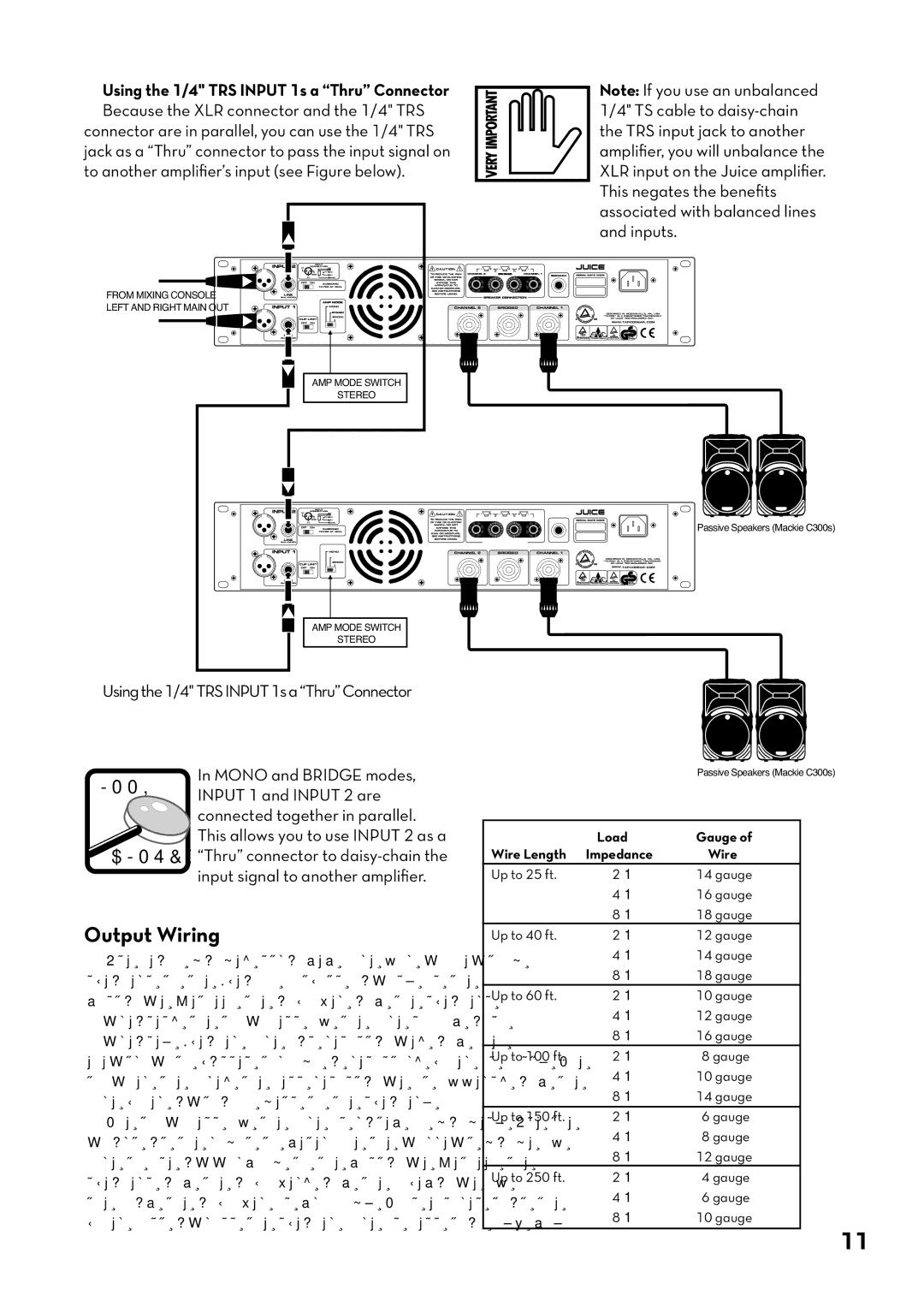 Tapco pmn manual Output Wiring 