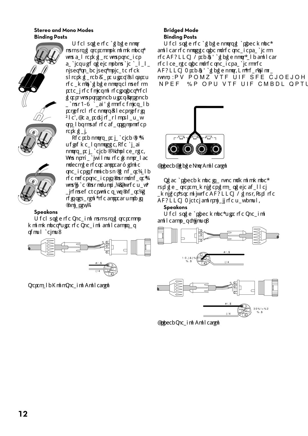 Tapco pmn manual When using the binding post, Outputs in stereo or mono modes, You can terminate your speaker, Terminal 