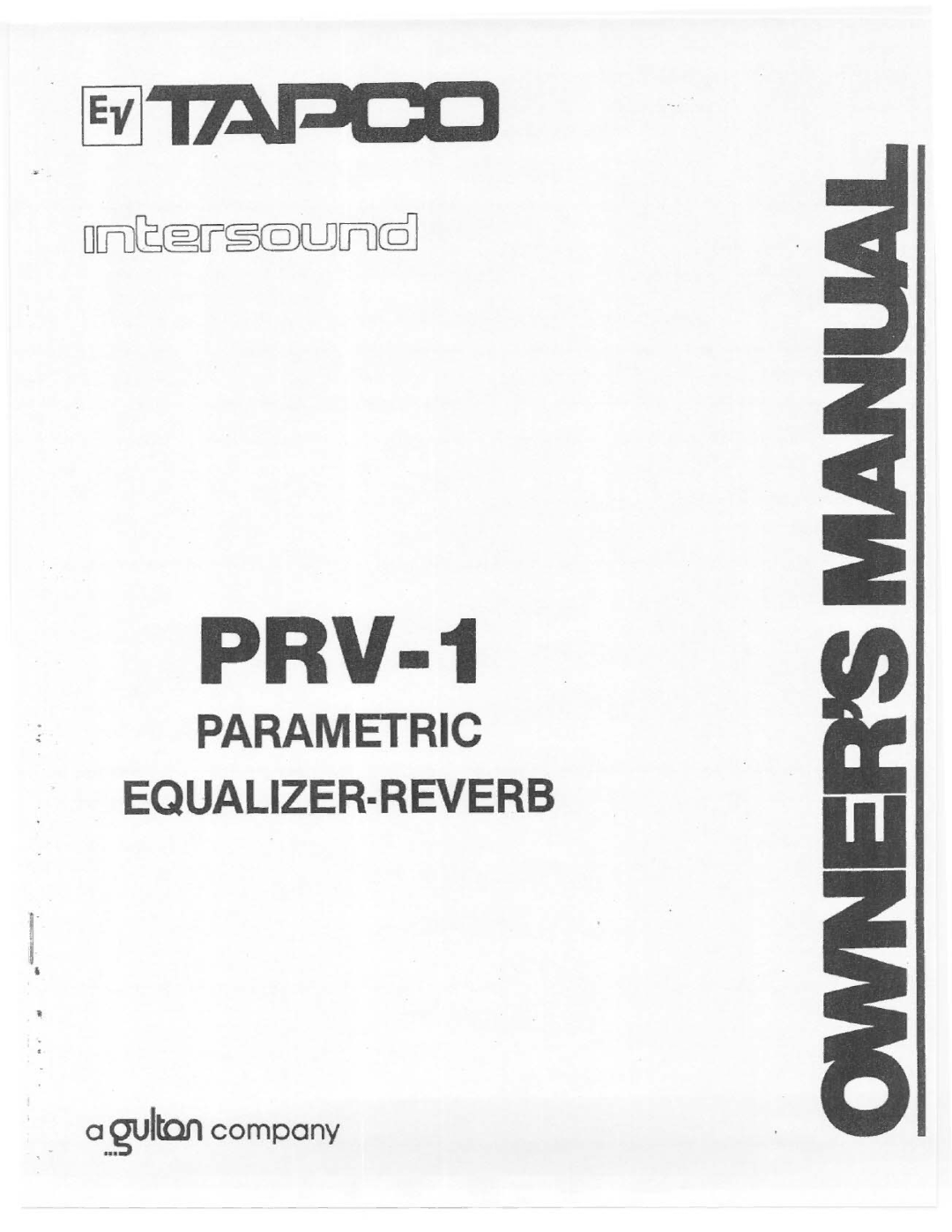 Tapco PRV-1 manual 