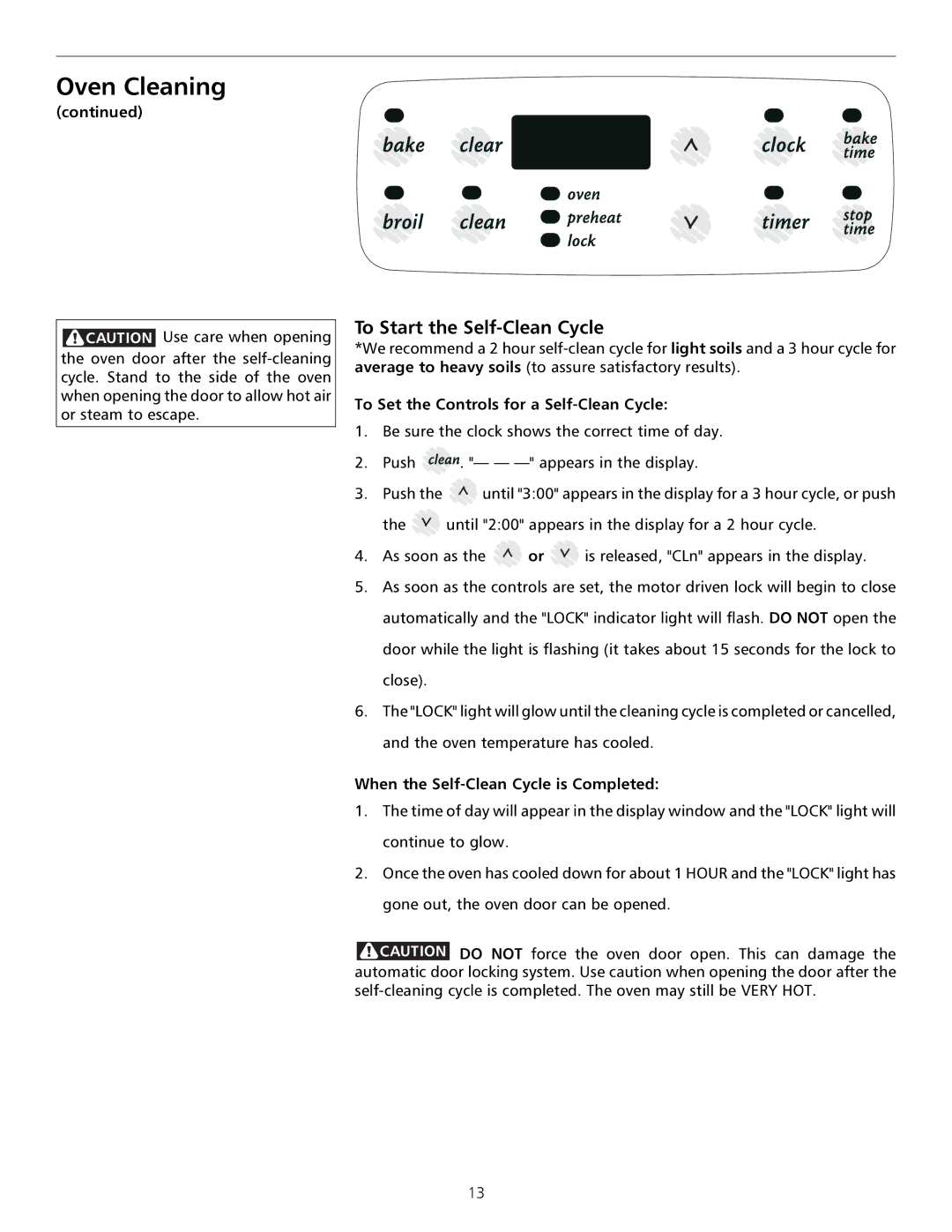 Tappan 316000182 important safety instructions To Start the Self-Clean Cycle, To Set the Controls for a Self-Clean Cycle 