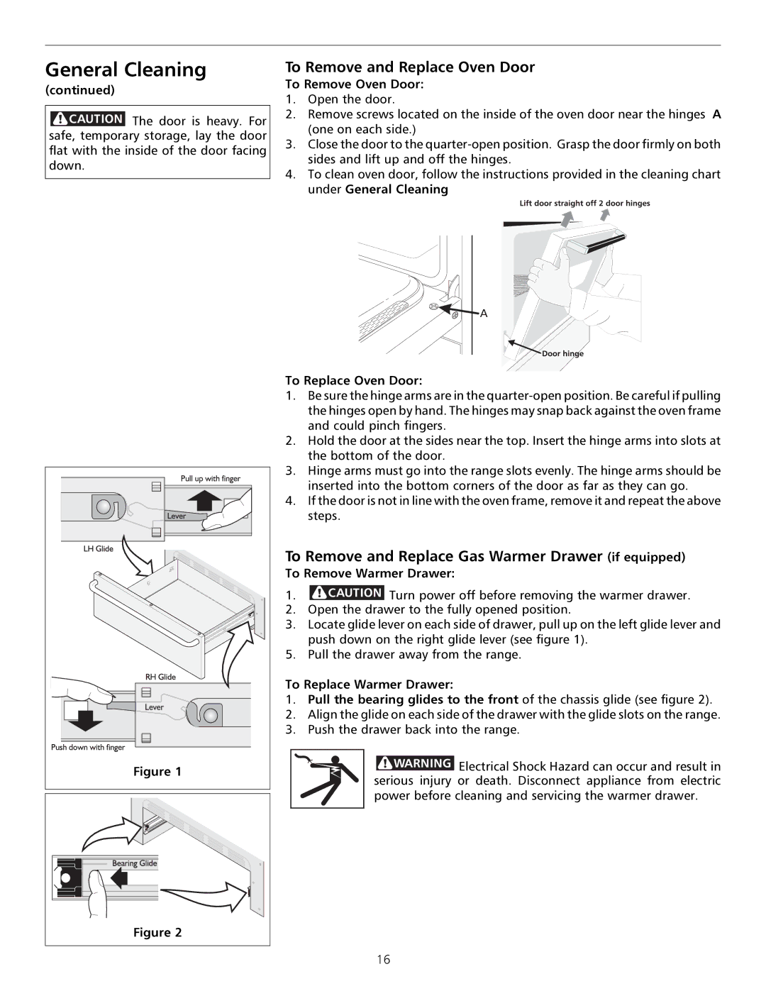 Tappan 316000182 To Remove and Replace Oven Door, To Remove and Replace Gas Warmer Drawer if equipped 