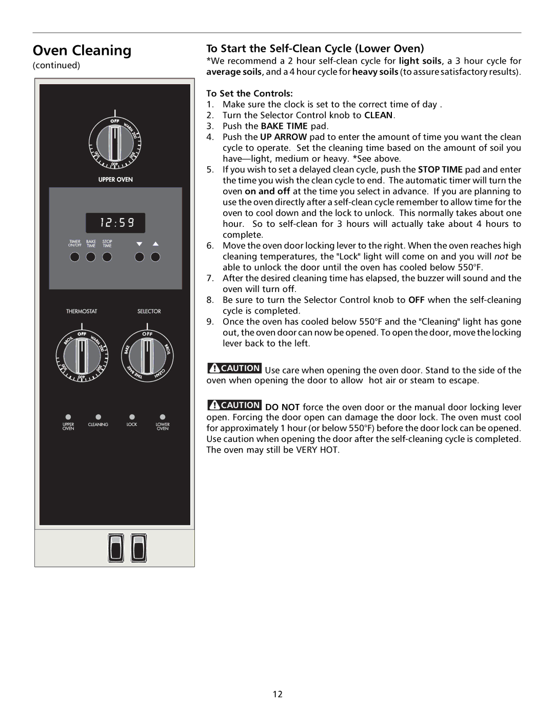 Tappan 316000191 manual To Start the Self-Clean Cycle Lower Oven, To Set the Controls 