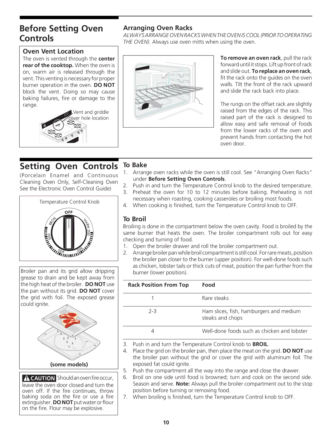 Tappan 318200764 manual Before Setting Oven Controls 