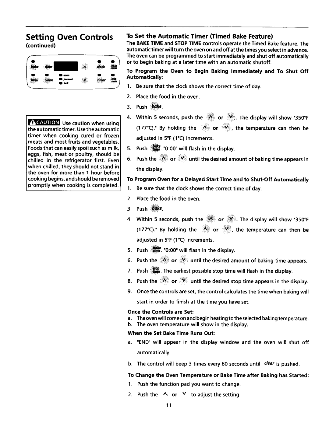 Tappan TEF365CHSA, TEF365CHTA warranty To Set the Automatic Timer Timed Bake Feature 