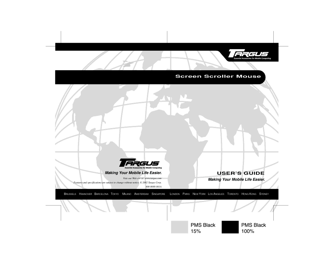 Targus 400-0088-001A specifications Screen Scroller Mouse 