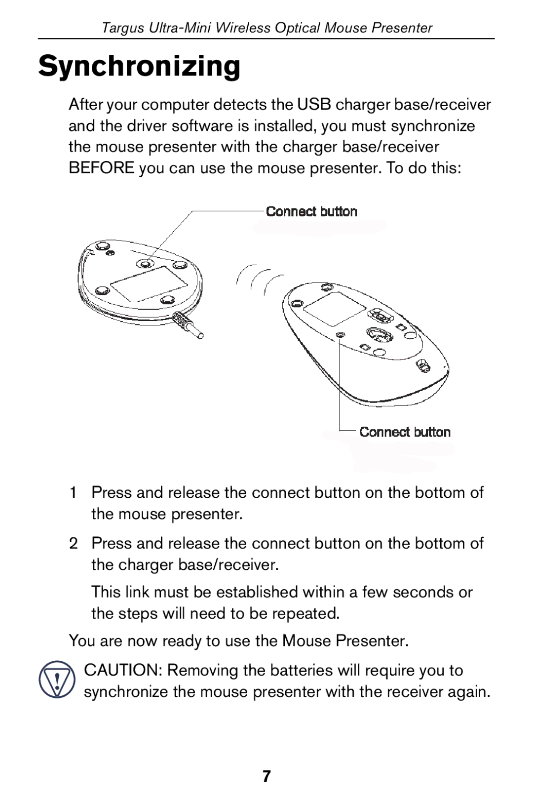 Targus 400-0140-001A specifications Synchronizing 