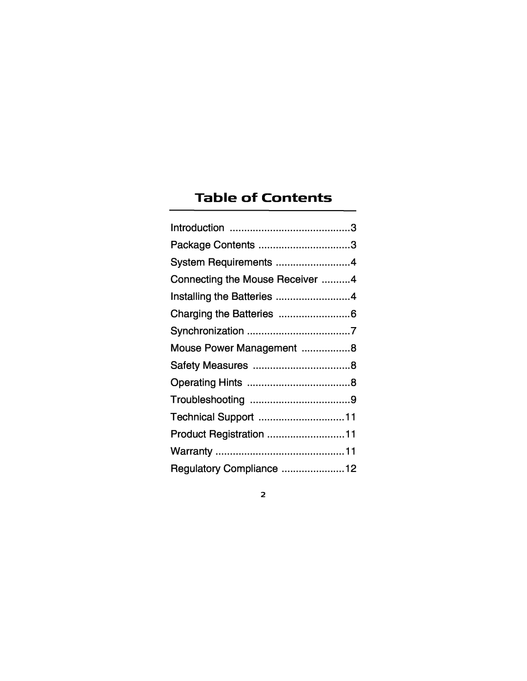 Targus 410-0008-001A manual Table of Contents 