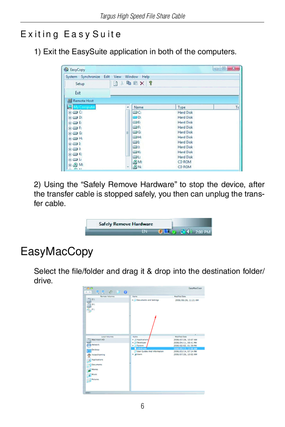 Targus ACC96US specifications EasyMacCopy, Exiting EasySuite 