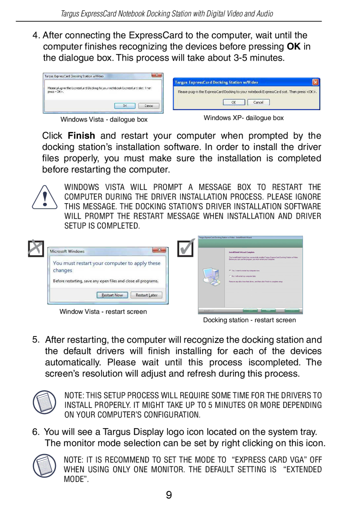 Targus ACP60US specifications Windows Vista dailogue box 