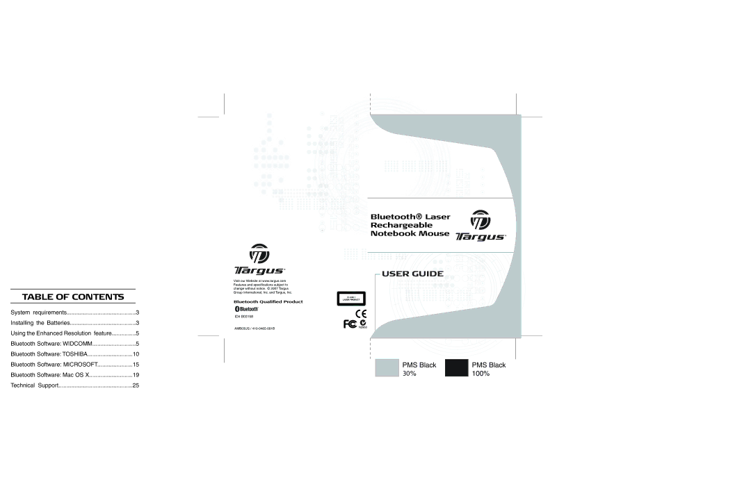 Targus AMB03US specifications Table of Contents 