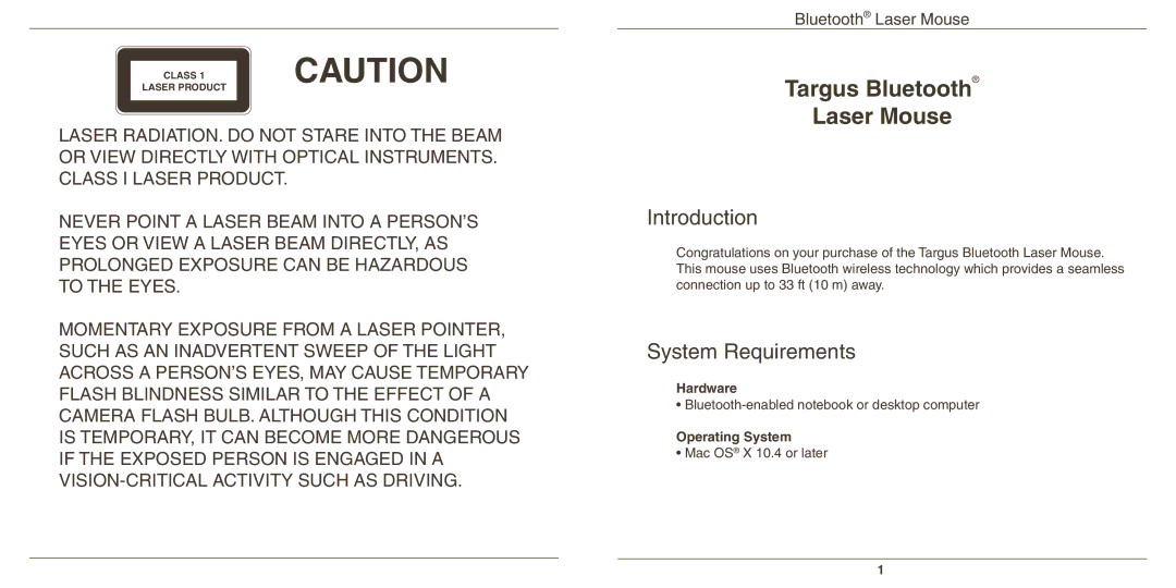 Targus AMB08US warranty Introduction, System Requirements 