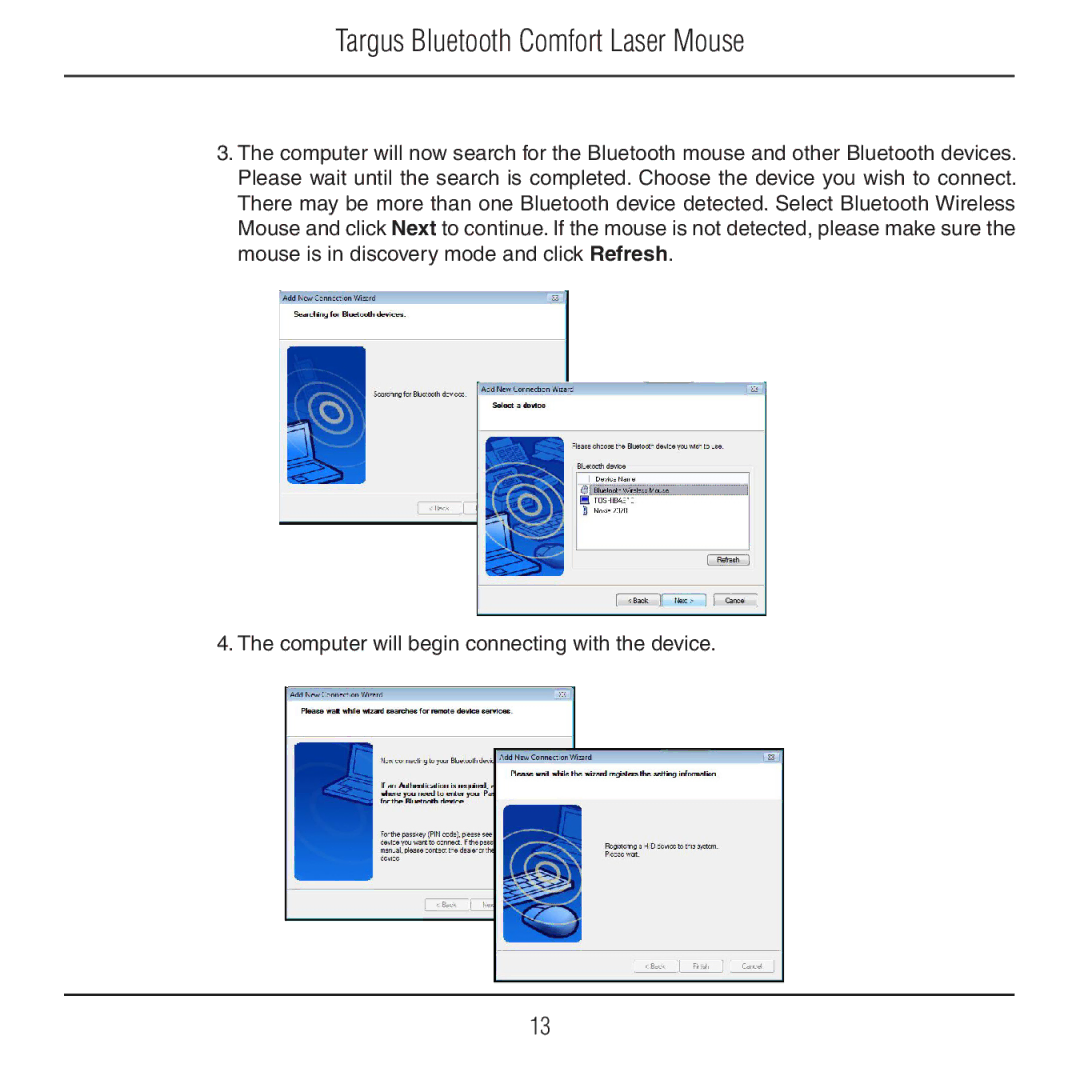 Targus AMB09US manual Targus Bluetooth Comfort Laser Mouse 