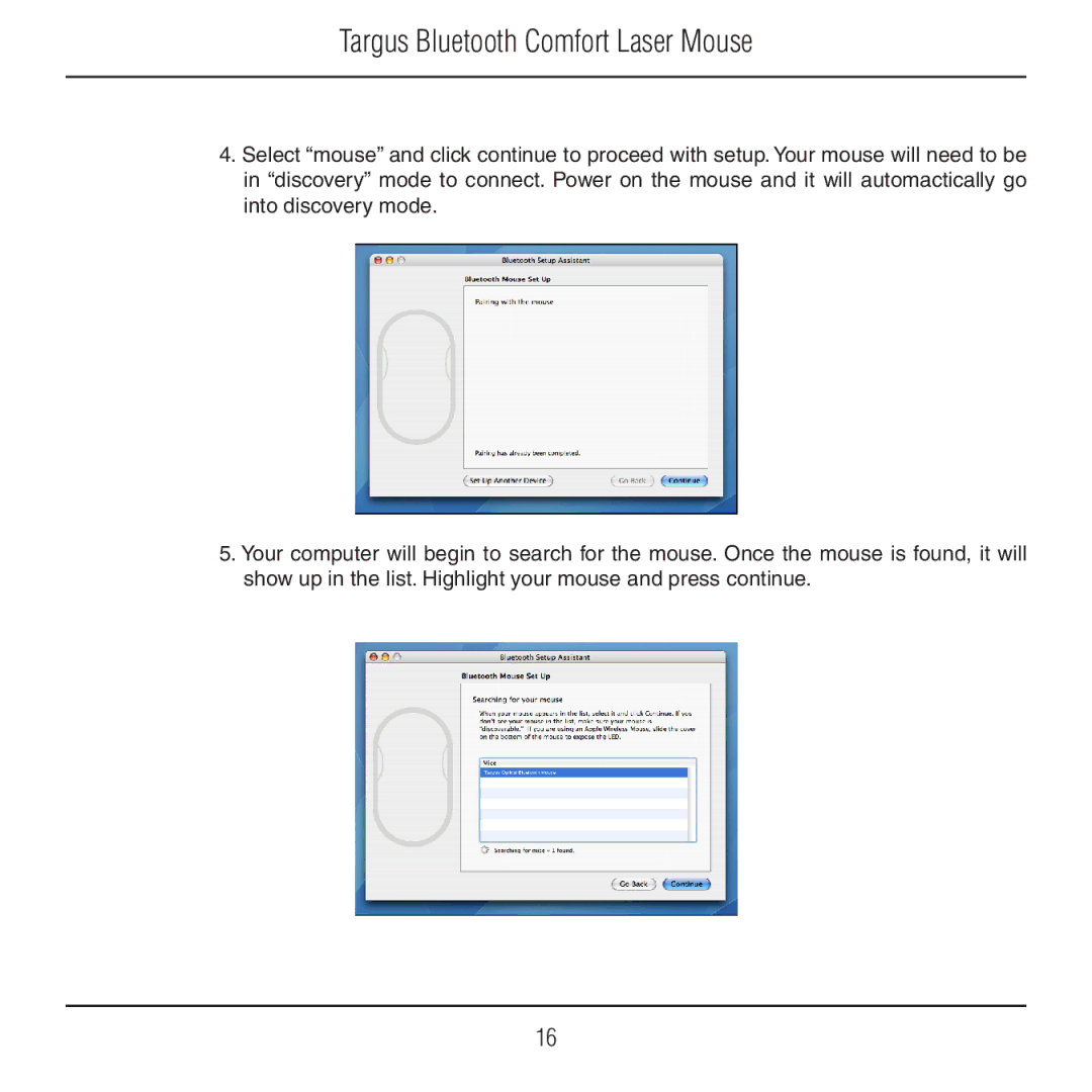 Targus AMB09US manual Targus Bluetooth Comfort Laser Mouse 