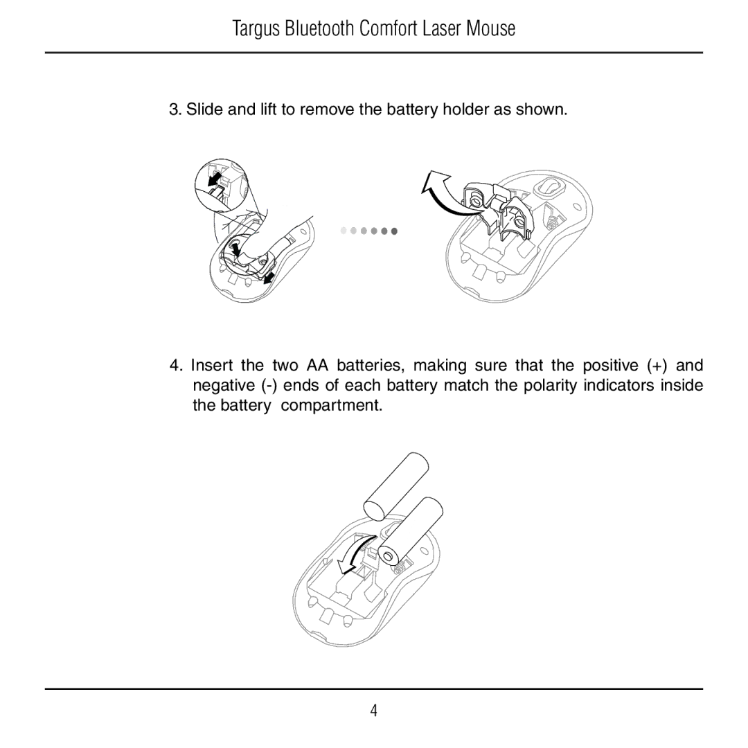 Targus AMB09US manual Targus Bluetooth Comfort Laser Mouse 