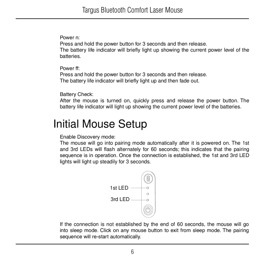 Targus AMB09US manual Initial Mouse Setup, Power On 