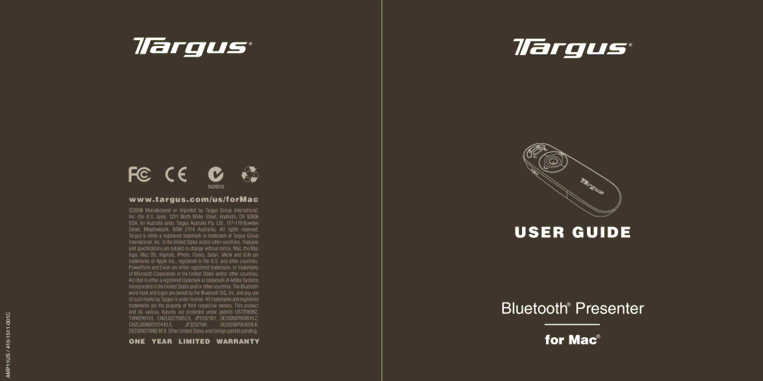 Targus AMP11 warranty Bluetooth Presenter 