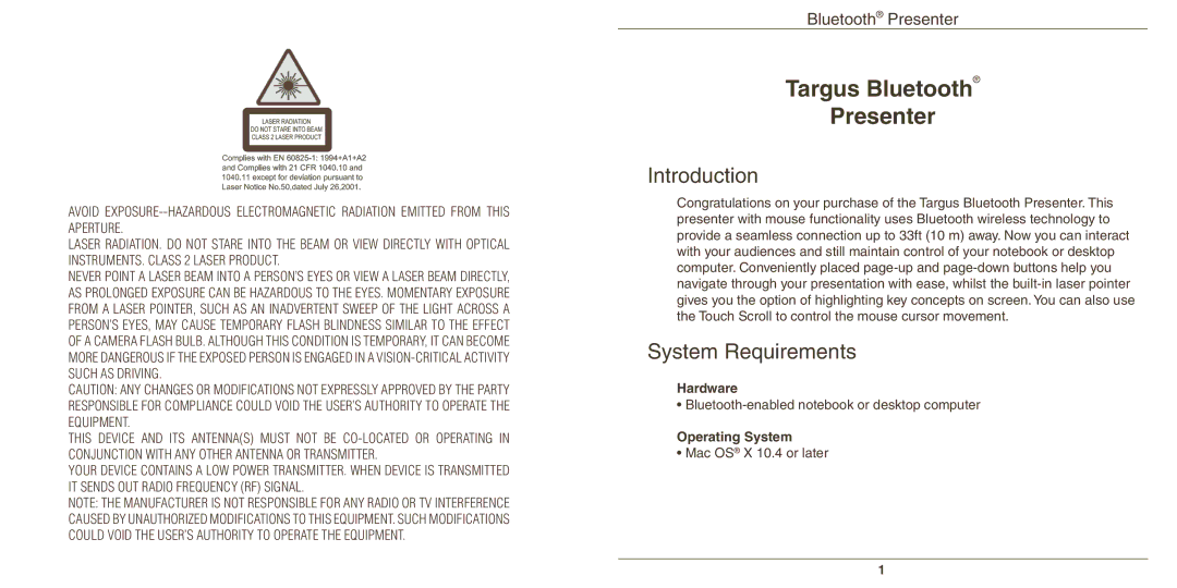 Targus AMP11 warranty Introduction, System Requirements 