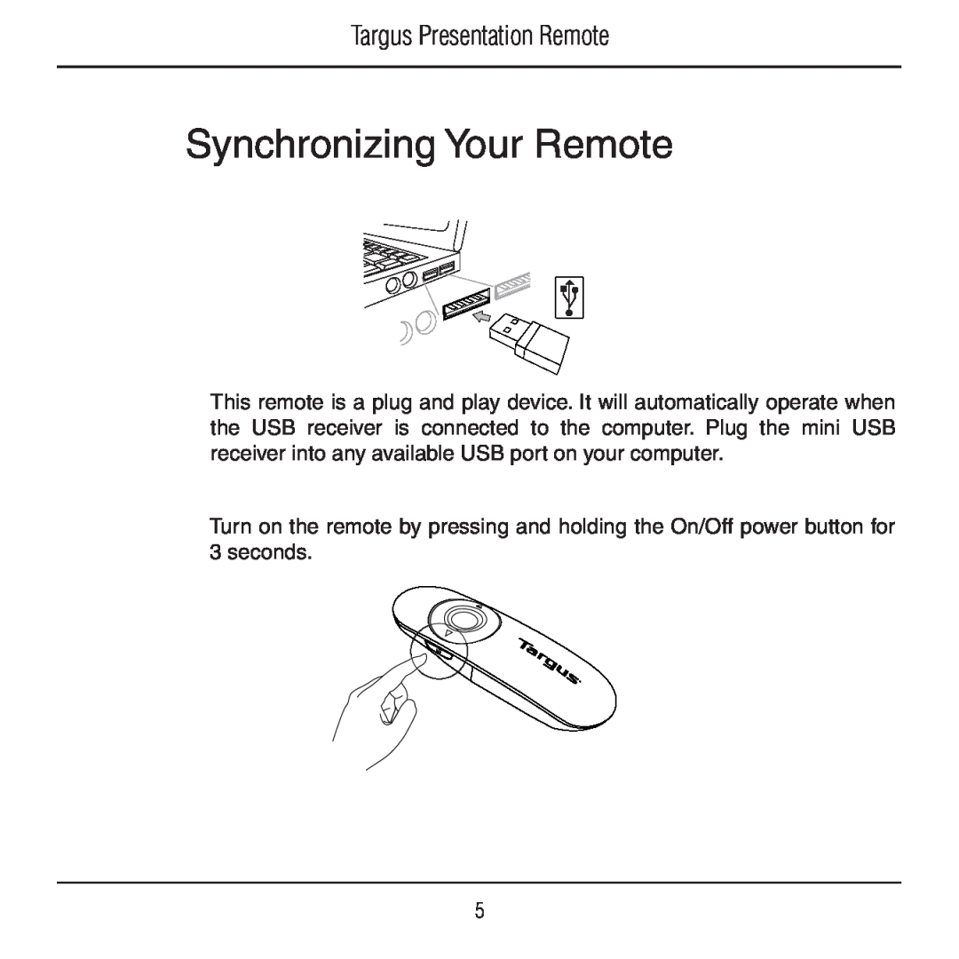 Targus AMP18US manual Synchronizing Your Remote, Targus Presentation Remote 