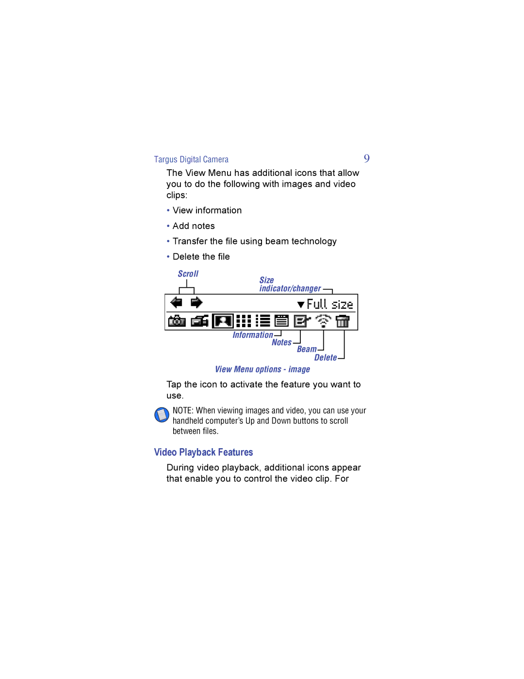 Targus Digital Camera manual Video Playback Features 