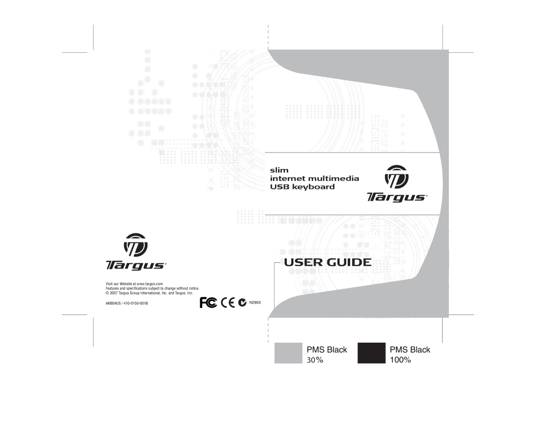 Targus internet multimedia USB keyboard specifications User Guide 