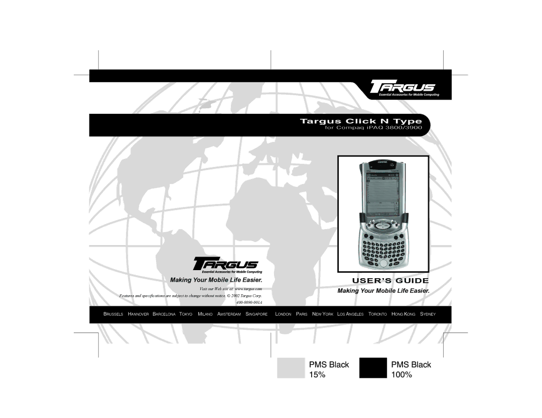 Targus iPAQ 3800, iPAQ3900 specifications Targus Click N Type 