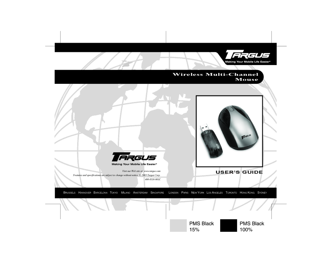 Targus Multi-Channel Mouse specifications USER’S Guide 