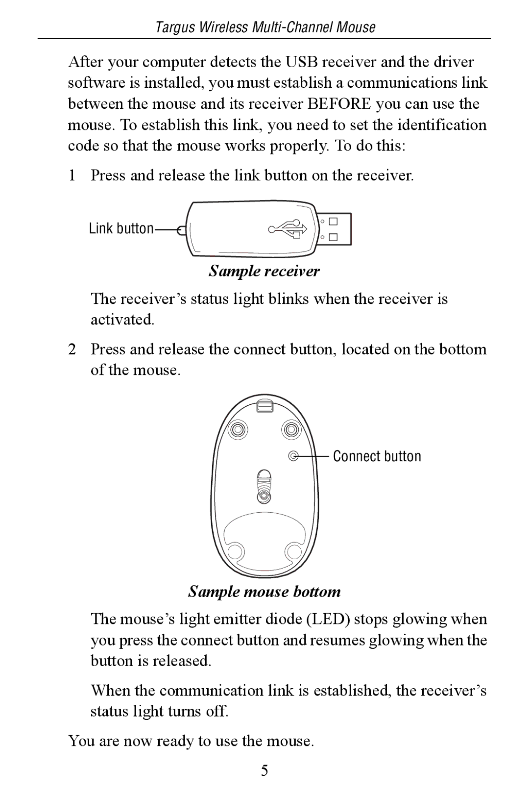 Targus Multi-Channel Mouse specifications Sample receiver 