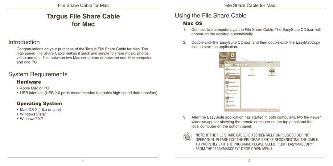 Targus N2953 warranty Introduction, System Requirements, Using the File Share Cable 