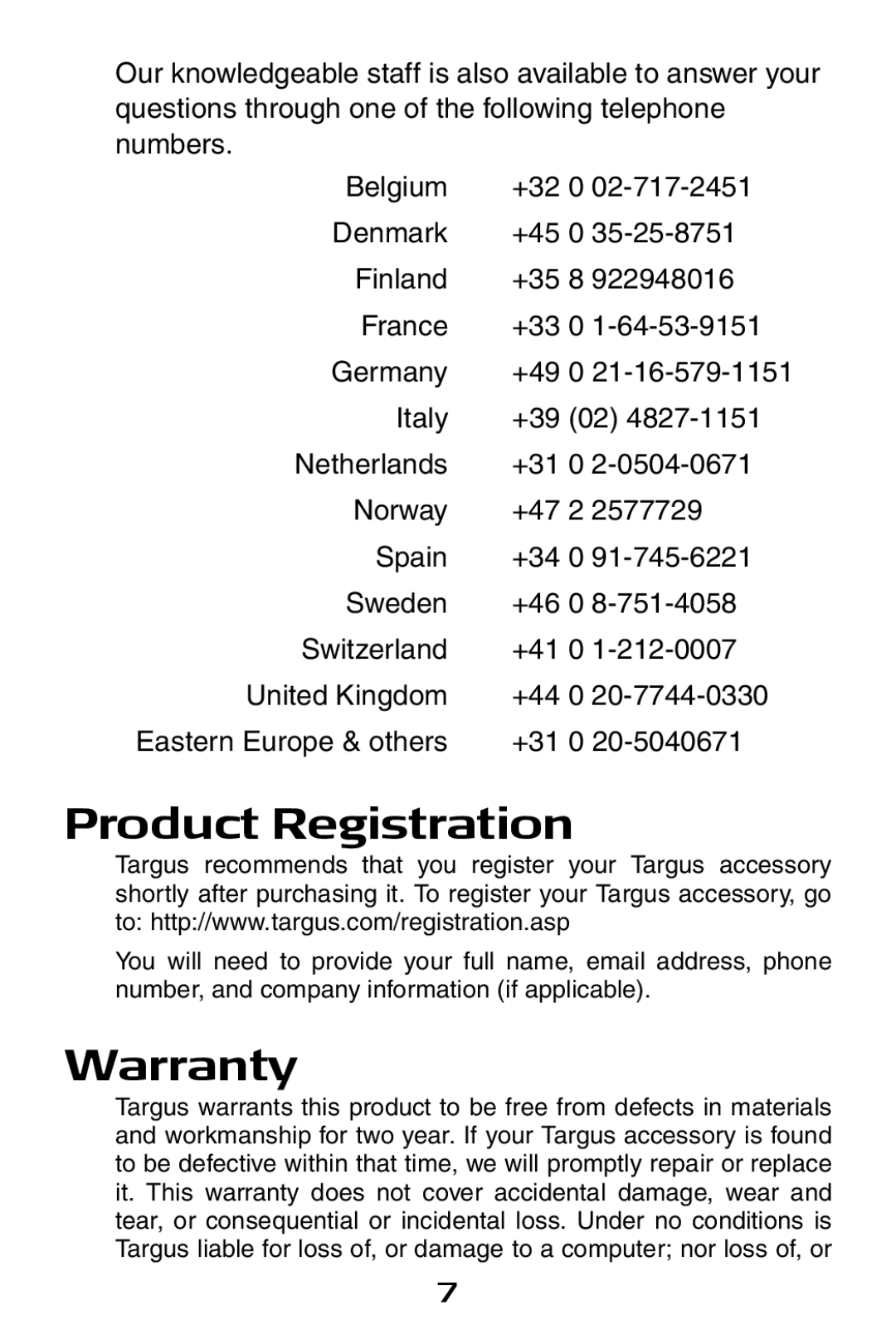 Targus Notebook Mouse specifications Product Registration, Warranty 