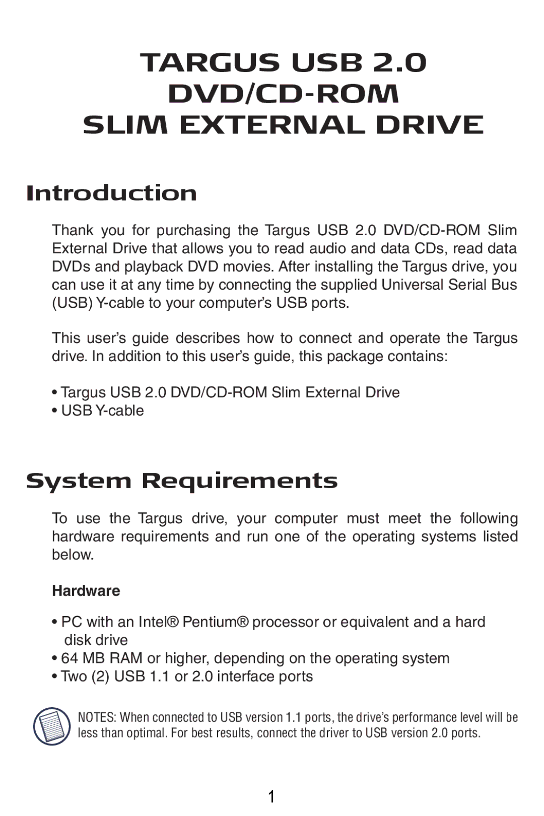 Targus PA410 specifications Targus USB DVD/CD-ROM Slim External Drive 