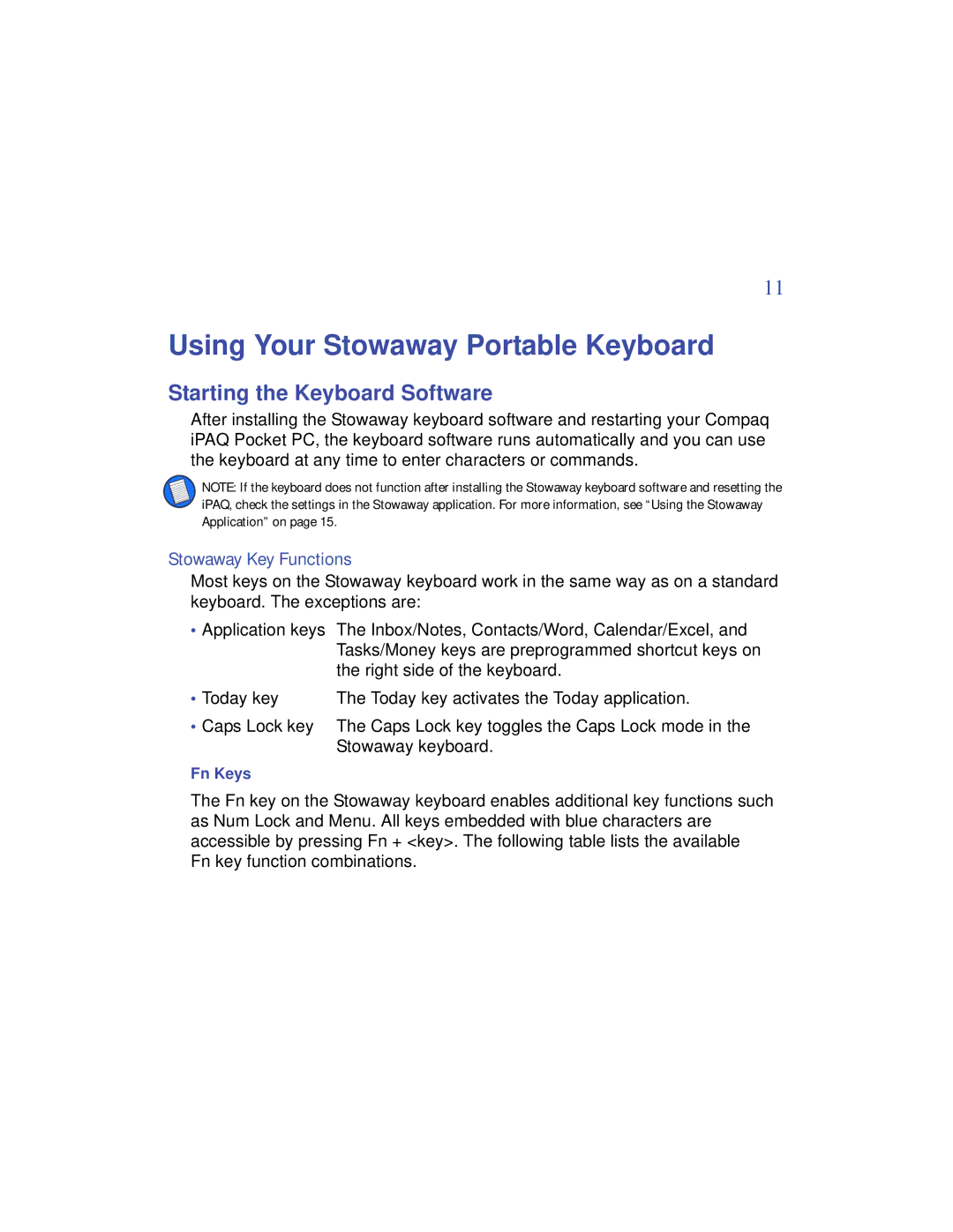 Targus PA840 manual Using Your Stowaway Portable Keyboard, Starting the Keyboard Software, Stowaway Key Functions 